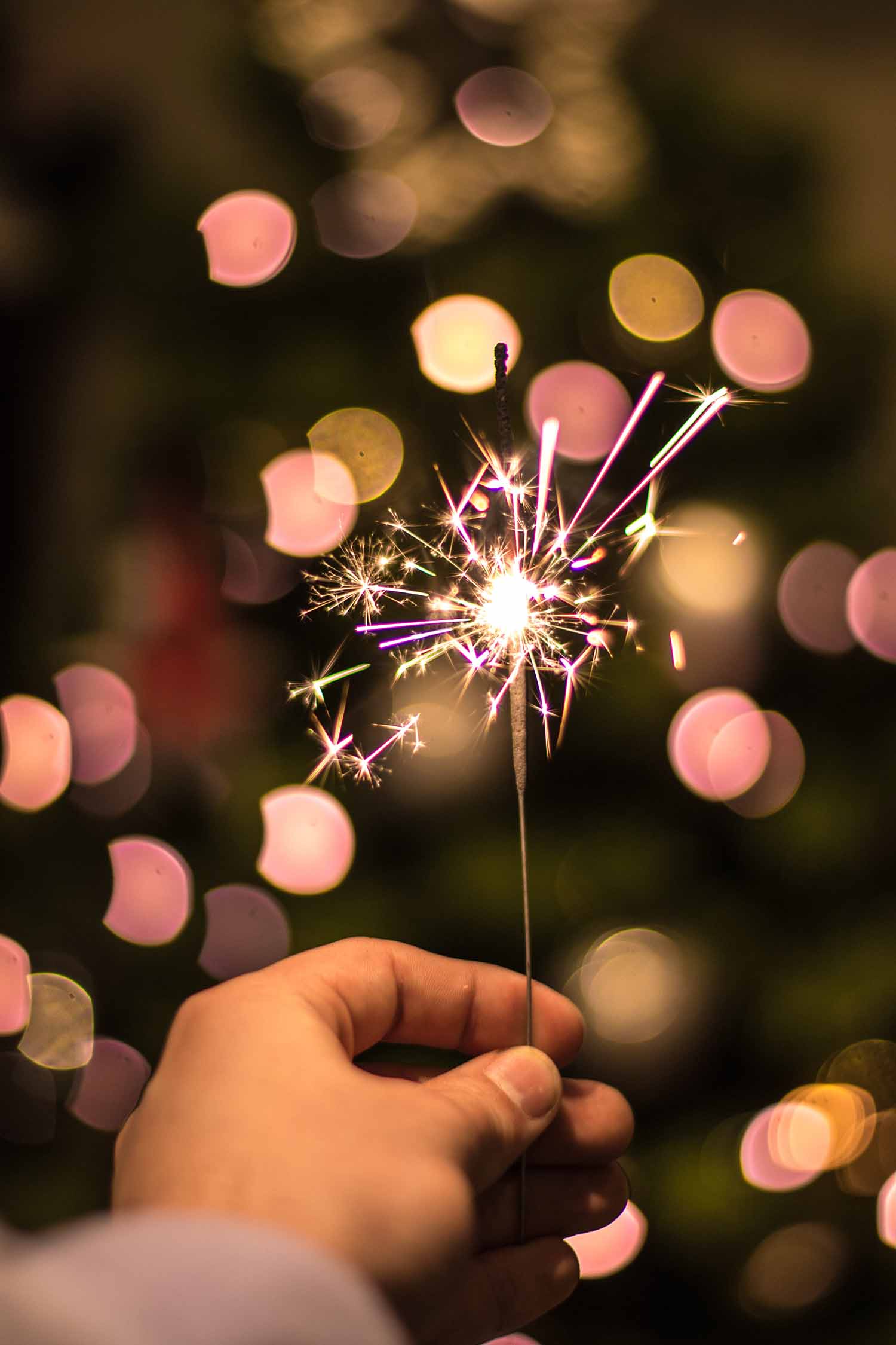 Person holding sparklers for newyears